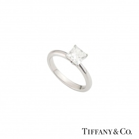 Tiffany & Co. Platinum Princess Cut Diamond Ring 1.55ct F/VS2